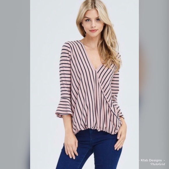 🌸LAST 1! Blush Surplice Hi Lo Ruffle Top! - Picture 2 of 5